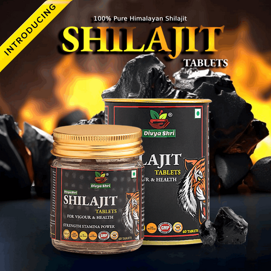 Divyashri Shilajit Tablets with Pure Shilajit Extract | Improves Performance, Provides Muscle Strength & Elevates Energy | Shilajit Tablets for Men | 60 Tablets