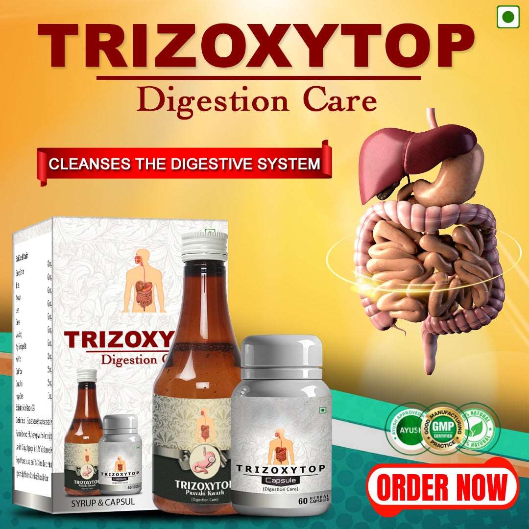 Trizoxytop Gut Relief Syrup and Capsules Kit | Stomach cleanser for Constipation, Gas & Bloating|