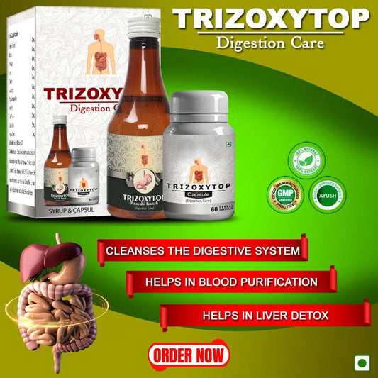 Trizoxytop Gut Relief Syrup and Capsules Kit | Stomach cleanser for Constipation, Gas & Bloating|